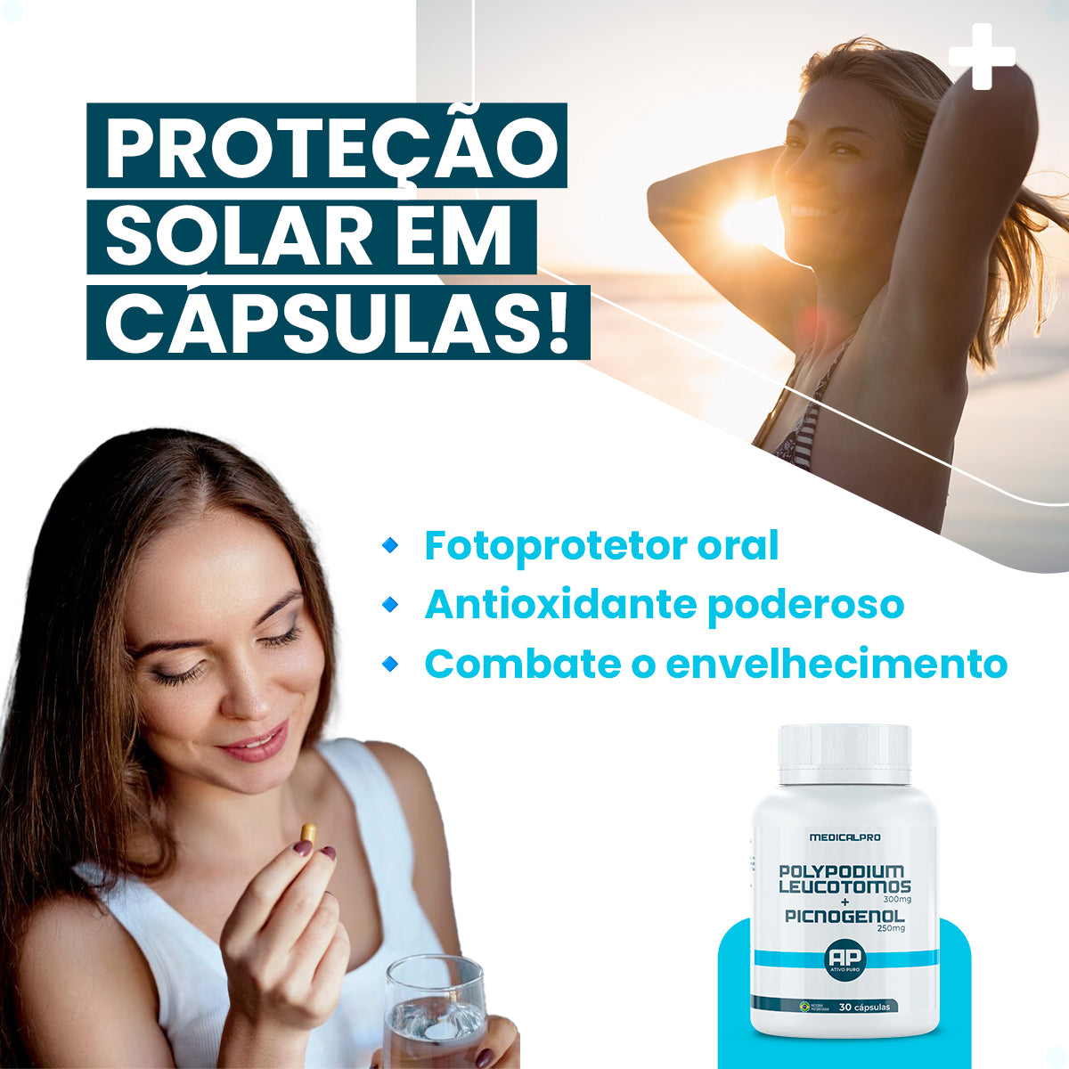 Polypodium Leucotomos 300mg + Picnogenol 250mg Anti Melasma Medical Pro 30 caps