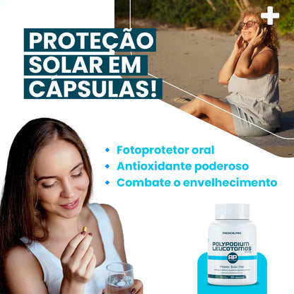 Polypodium Leucotomos 300mg Fotoprotetor Solar + Antimelasma Medical Pro 30caps
