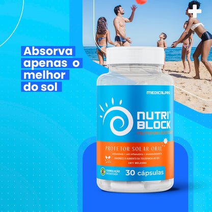 Protetor Solar Oral Nutriblock Anti-melasma - Protetor Solar Oral - 100% Natural Medical Pro 30 caps